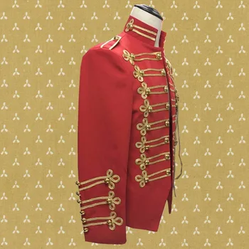 Plus Veľkosť S-3XL Mužov je Červená Súd Šaty Zlaté Výšivky Bunda Mužský Spevák Hosť Koncertu Výkon Kostým Vojenskú Uniformu Kabát 4294