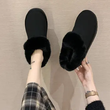 Plátenné Topánky Ženy Zimné Plyšové Teplo Zosilnené Dno Non-slip Domov Fltas Bavlna Topánky Chlpaté Ženy Feetwear