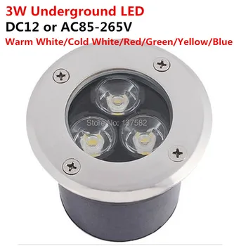 Pochovaný LED Podzemné Lampa 3*1W LED Poschodí Zapustené Osvetlenie Lampa DC12V alebo AC85-265V Teplá Biela/Studená Biela/Červená/Zelená/Modrá/Žltá