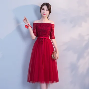 Popodion bridesmaid, šaty červené bridesmaid, šaty svadobné hostí šaty vestido de festa N1010 110203