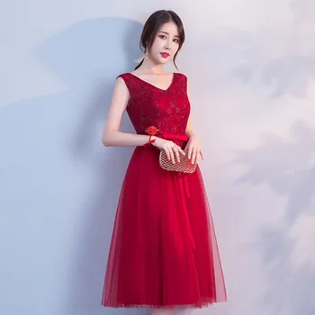 Popodion bridesmaid, šaty červené bridesmaid, šaty svadobné hostí šaty vestido de festa N1010