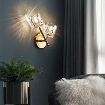 Postmoderných Luxusné LED Nástenné Svietidlo Crystal Obývacia Izba Štúdia Dekorácie na Stenu Svetlo Spálňa Posteli Jednoduché Medi Sconce Lampa