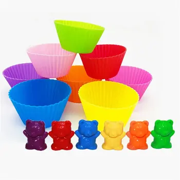 Počítanie Nesie S Stohovanie Poháre - Montessori Rainbow Zodpovedajúce Hra Vzdelávacie Farebné Triedenie Hračky Pre Batoľatá Baby