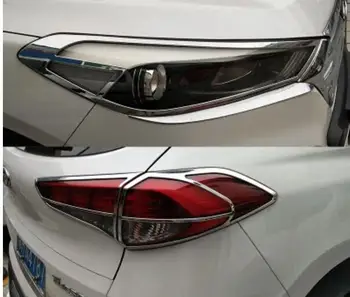 Pre Hyundai Tucson - 2018 Chrome Predné Zadný Kufor predné svetlo zadné Svetlo Lampy Kryt Výbava Styling Obloha Rámu Liatie 6pcs