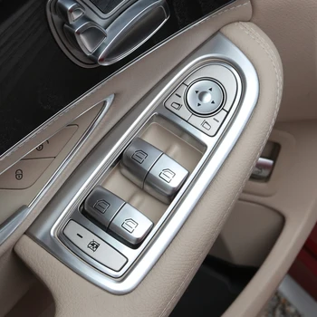 Pre Mercedes Benz Nové C Triedy W205 GLC Auto-styling kryt výbava okno výťah tlačidlo prepnúť sequin nerezový interiér Svetlé 8127