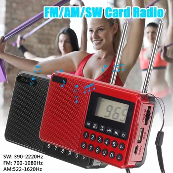 Prenosný FM AM SW Full Dual Band Anténa Rádio U Diskov TF Kartu, MP3 Prehrávač Hudby