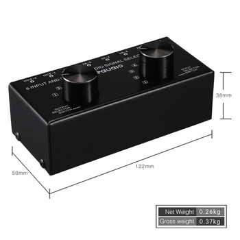 Prepínač 6 v 2 alebo 2 v 6-Out výstup pre Slúchadlá Reproduktor Switcher Stereofónny Zvukový Zdroj Signálu Výber Switcher, Rozhranie Prijíma RCA 100674