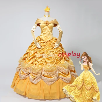Princezná šaty, Kostým kráska a zviera Belle Šaty Dospelých žlté Šaty šaty šaty v01 28292
