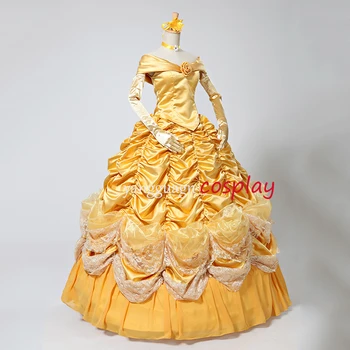Princezná šaty, Kostým kráska a zviera Belle Šaty Dospelých žlté Šaty šaty šaty v01