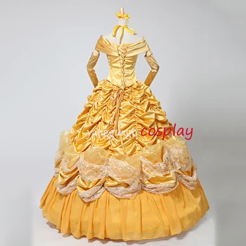Princezná šaty, Kostým kráska a zviera Belle Šaty Dospelých žlté Šaty šaty šaty v01