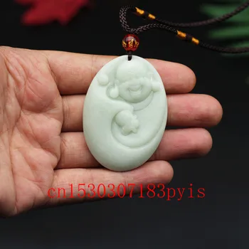 Prírodná Biela Green Jade Buddha Prívesok Náhrdelník Čínsky Ručne Vyrezávané Kúzlo, Šperky, Doplnky, Módne Amulet pre Mužov, Ženy Darček