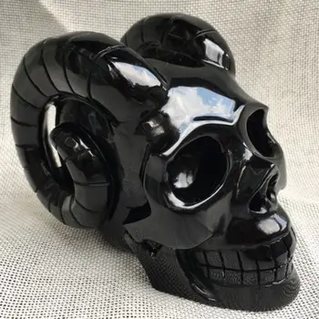 Prírodné Obsidian Quartz Ručne Vyrezávané Crystal Skull Uzdravenie