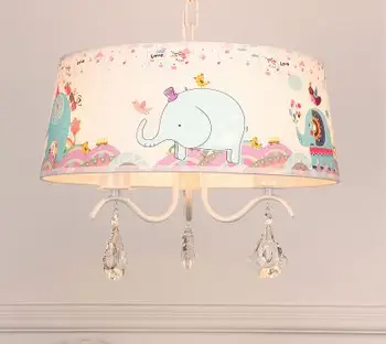 Prívesok Svetlá pre Childre Spálne Malý slon Modernej karikatúry Led svietidlo Nordic Crystal Home Osvetlenie Zariadenie 24179