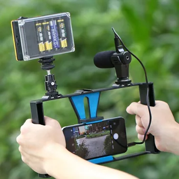 PULUZ Dual Vreckové filmového umenia Nahrávanie Vlogging Video Plošinu Prípade Stabilizátor Film Stabilný Rukoväť Plošinu pre iPhone ,Smartphone 23871