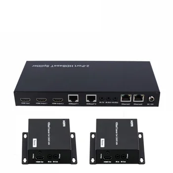 PUZHIJIE 4K HDBaseT Splitter Podporuje POC RS232 100M Prejsť 1x2 HDBaseT splitter extender cez cat5e/6 kábla