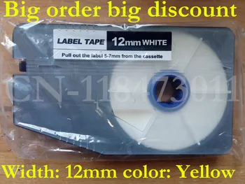 Pvc Rúrky farebná Páska Tlačiarne štítok páskovej kazety LM-512WL Biela 12mm Pre elektronické písmom stroj LM-330 LK-340 LK-340P