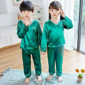 Pyžamo home service dievčatá vyhovovali jeseň a v zime falošné hodváb detské pyžamo tvaru dlhé rukávy pohodlné pyžamo nohavice