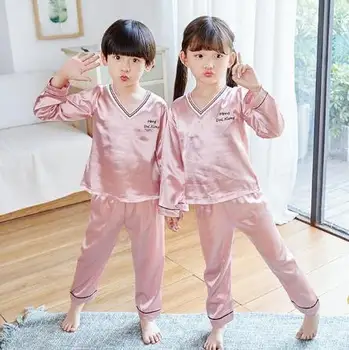 Pyžamo home service dievčatá vyhovovali jeseň a v zime falošné hodváb detské pyžamo tvaru dlhé rukávy pohodlné pyžamo nohavice