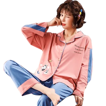 Pyžamá, dámske dlhé rukávy, na jar a na jeseň študentov tenké a krásne kórejská verzia, veľké bavlna domáce oblečenie, letné nastaviť
