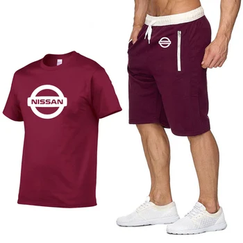 Pánske Krátke rukáv Nissan Auto Logo Príležitostné Letné Mens T Tričko Hip Hop Tričko kvalitné Bavlnené Tričká oblek nohavice 2ks