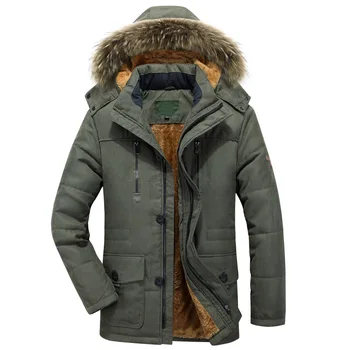 Pánske Zimné Kabáty 2020 Nové Módne Bežné Hrubé Teplé Mužov Vetrovka Kabát Kožušiny Golier s Kapucňou Vojenské Vetru Zvrchníky Plus Veľkosť
