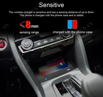 QI Auto inteligentné infrared bezdrôtovú nabíjačku na Honda Civic 2016 inteligentné infračervené Rýchle Bezdrôtové Nabíjanie Auto Držiaka Telefónu