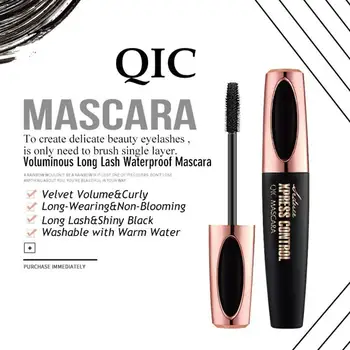 Qic Nieuwe 4D Zijde Vlákniny Lash Mascara Make-Up Zwart Verlenging Objem Valse Wimpers Waterproof Mascara P6D3