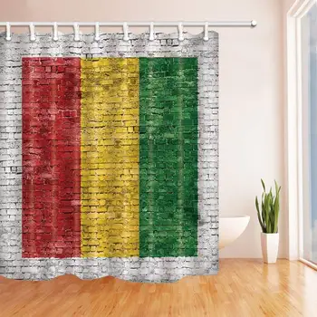 Reggae Vlajka Maľované na Bielom Tehlovej Steny Sprchový Záves Polyester Textílie Kúpeľňa Fantastické Dekorácie Vaňa Záclony 4456