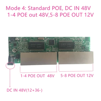 Reverzné moc Buck poe switch POE IN/OUT 5V12V24V48V 100mbps 802.3 V/AF 45+78 - DC5V~48V dlhé vzdialenosti série Sily POE48V12V24V