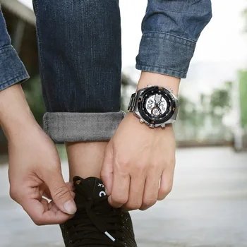 RISTOS Multifunkčné Analógové Náramkové hodinky Muž Športové Hodinky Chronograf Digitálne Muž Módne Hodinky Relojes Masculino Hombre 9369