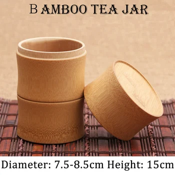 Robiť Propagáciu!! Prírodný Bambus Čaj Vedro, Bambusové Čaj Jar, Výška cca 15 cm , Skladovanie, Caddy, Veľkoobchod~