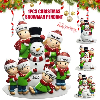 Rodina Vianočný Stromček Visí Prívesok PVC Auto Prívesok Vianočné Ozdoby DIY Meno Požehnaním Festival Dekorácie P7Ding