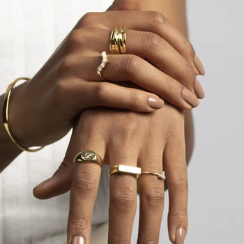 ROMAD Geometria Štvorec Prstene pre Ženy, Mužov, Svadobné Party Minimalizmus Otvorené Prst Krúžky Nastaviteľné 925 Sterling Silver Ring Anillos