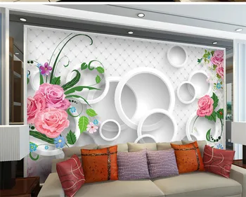 Romantický Kvetinový 3d Tapeta Modré Teplé Romantický 3D Ruže Kvet Deň Baiyun More Obývacia Izba Dekoratívne 3d Tapety nástenná maľba