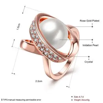 Rose Zlaté Šperky Fantázie Nastavenie Kolo Krúžok s White Pearl Ušľachtilý Prstene pre Ženy Strany