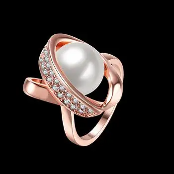 Rose Zlaté Šperky Fantázie Nastavenie Kolo Krúžok s White Pearl Ušľachtilý Prstene pre Ženy Strany
