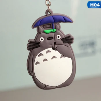 Roztomilý Japonské Anime Šedá Totoro Keychain Dvojité Bočné Chinchilla Prívesky, Kľúčenky Taška Charms Kabelku Príslušenstvo 10046