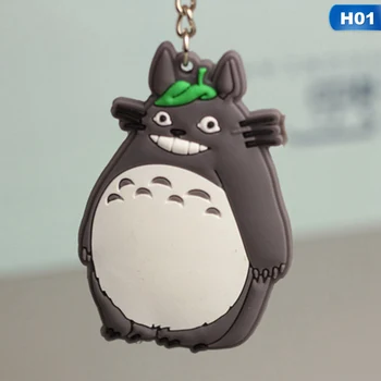 Roztomilý Japonské Anime Šedá Totoro Keychain Dvojité Bočné Chinchilla Prívesky, Kľúčenky Taška Charms Kabelku Príslušenstvo