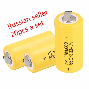 Ruský predávajúci! najnižšia cena 20 ks 2/3AA Ni-Cd 1.2 V 2/3AA nabíjateľná batéria NiCd Batérie 600 mah 24333
