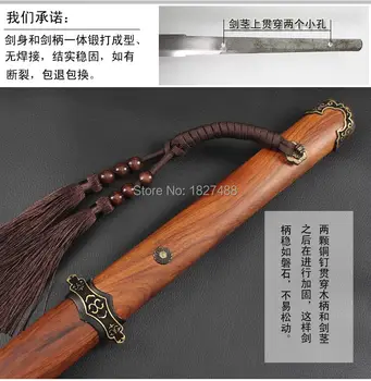 Ručné Kovanie T10 Ocele Hliny Tvrdeného Čepeľ Ostré Plné funkčné Čínskom Tang Bitka Meč Jian/Mosadz Nôž vybavené 4785