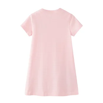 Ružová prekladané bavlna roztomilý shortsleeve vysoká kvalita boutique dievčatká letné šaty 2019