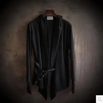 S-3XL !! Muži Nové Oblečenie Osobnosti stredne dlhý sveter Hoodies Kabát, plášť non-tradičné slim hairstylist kostýmy Plus veľkosť