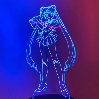 Sailor Moon Led Nočné Svetlo Ľahký Dotyk Snímača Rgb Farebné Nočného Anime Postavy, Led stolná Lampa pre Dievčatá Spálňa Decor
