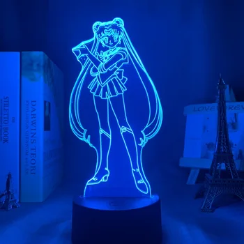 Sailor Moon Led Nočné Svetlo Ľahký Dotyk Snímača Rgb Farebné Nočného Anime Postavy, Led stolná Lampa pre Dievčatá Spálňa Decor