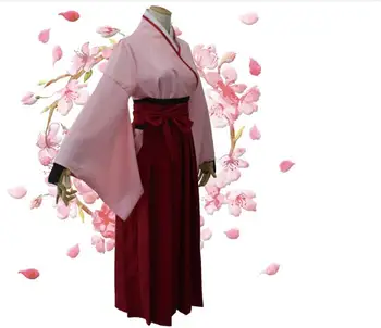 Sakura Saber Kimono Okita Souji Kostým Osud Grand Aby FGO Cosplay Japonské Anime Cosplay Kostým Červená