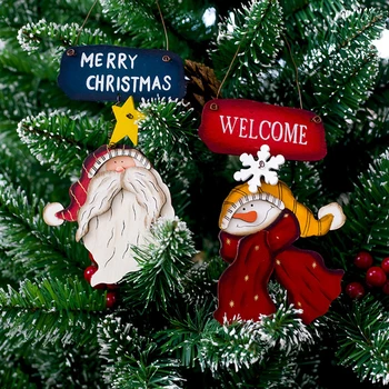 Santa Claus Snehuliak Drevené Prihlásiť Maľované Prívesky Vianočný Stromček Visí Dodávky pre Strán Nový Rok Vianočné Dekorácie