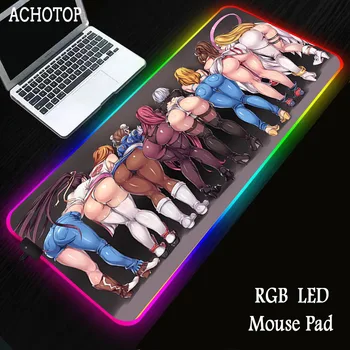 Sexy Anime Dievča ZADOK Gaming keyboard Mouse Pad RGB Veľké Mat Počítač Mousepad Led Podsvietenie Koberec XXL herné príslušenstvo 67274