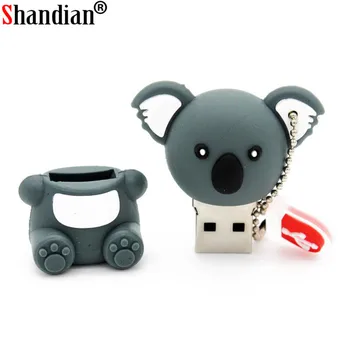 SHANDIAN Koala USB 2.0 Flash Drive Karikatúry Dendrive 4 GB 8 GB 16 GB 32 GB, 64 GB 128 GB Roztomilý Zvierat Pero, Disky Memory Stick Dievča Dary 8116