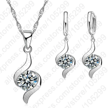 Shinning Módne Geometrické 925 Sterling Silver Crystal Náhrdelníky Náušnice Šperky Sady Pre Zapojenie Žien, Svadobný Set 4650
