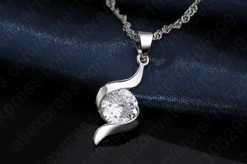 Shinning Módne Geometrické 925 Sterling Silver Crystal Náhrdelníky Náušnice Šperky Sady Pre Zapojenie Žien, Svadobný Set